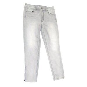 White House Black Market Jeans 8 Skinny Crop Light Wash Gray Stretch Zip Ankle
